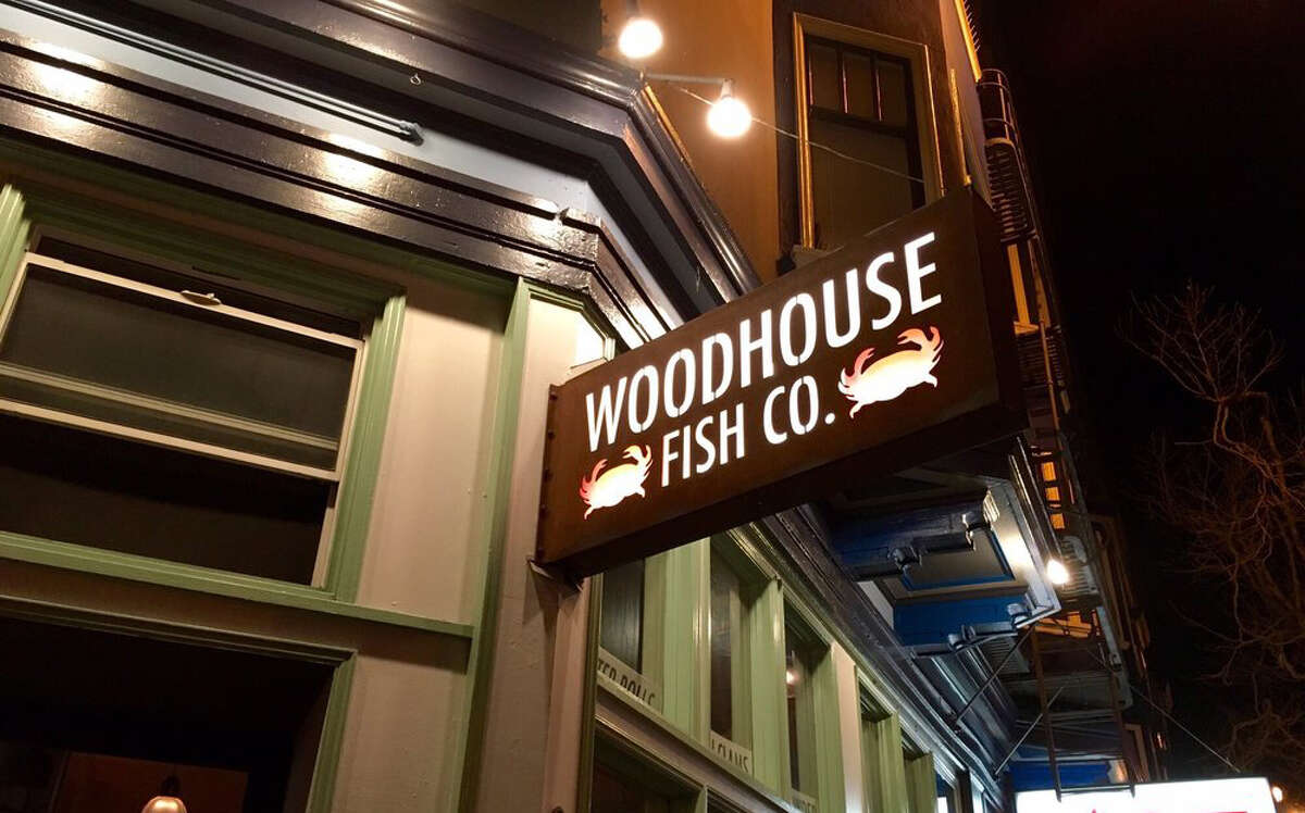 The Woodhouse Fish Co. on San Francisco's Market Street dishes up seafood specialties, including a scallop-laden bowl of cioppino.