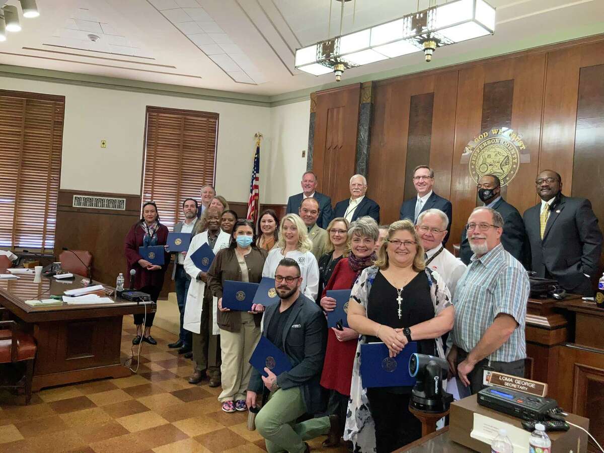 Congressman Randy Weber visited the Jefferson County Commissioners Court on Tuesday to commend those involved in emergency operations on their hard work throughout the COVID-19 pandemic.