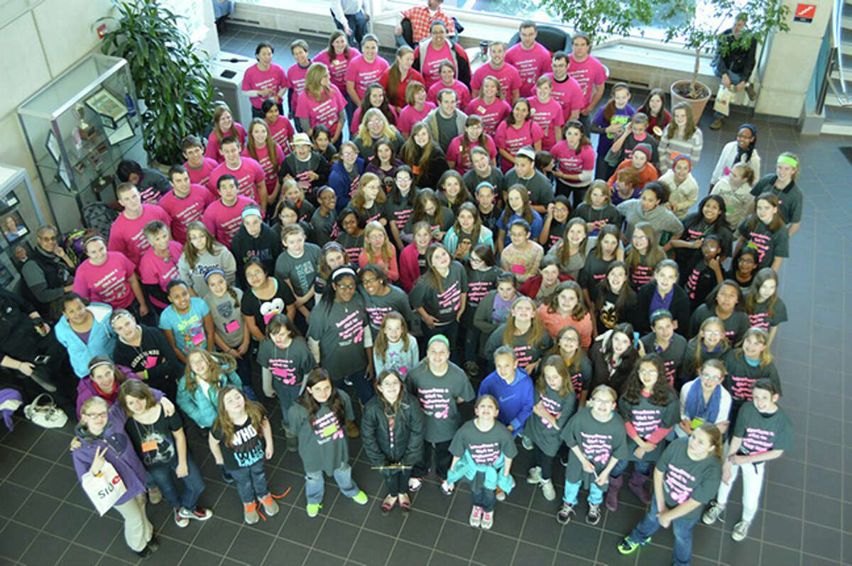 Participants gather after the 2020 “Introduce a Girl to Engineering Day” at Southern Illinois University Edwardsville. This year’s event, which will be in a virtual format for the second straight year, is slated for Saturday, Feb. 26.