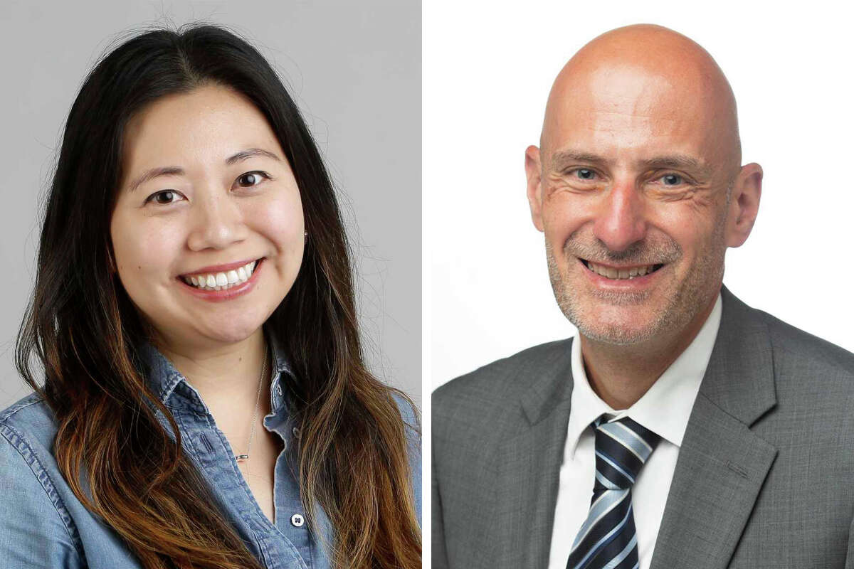 Jennifer Chang (left) and Chris Fusco (right) were named the new managing editors of the Houston Chronicle on Friday, Feb. 18, 2022.