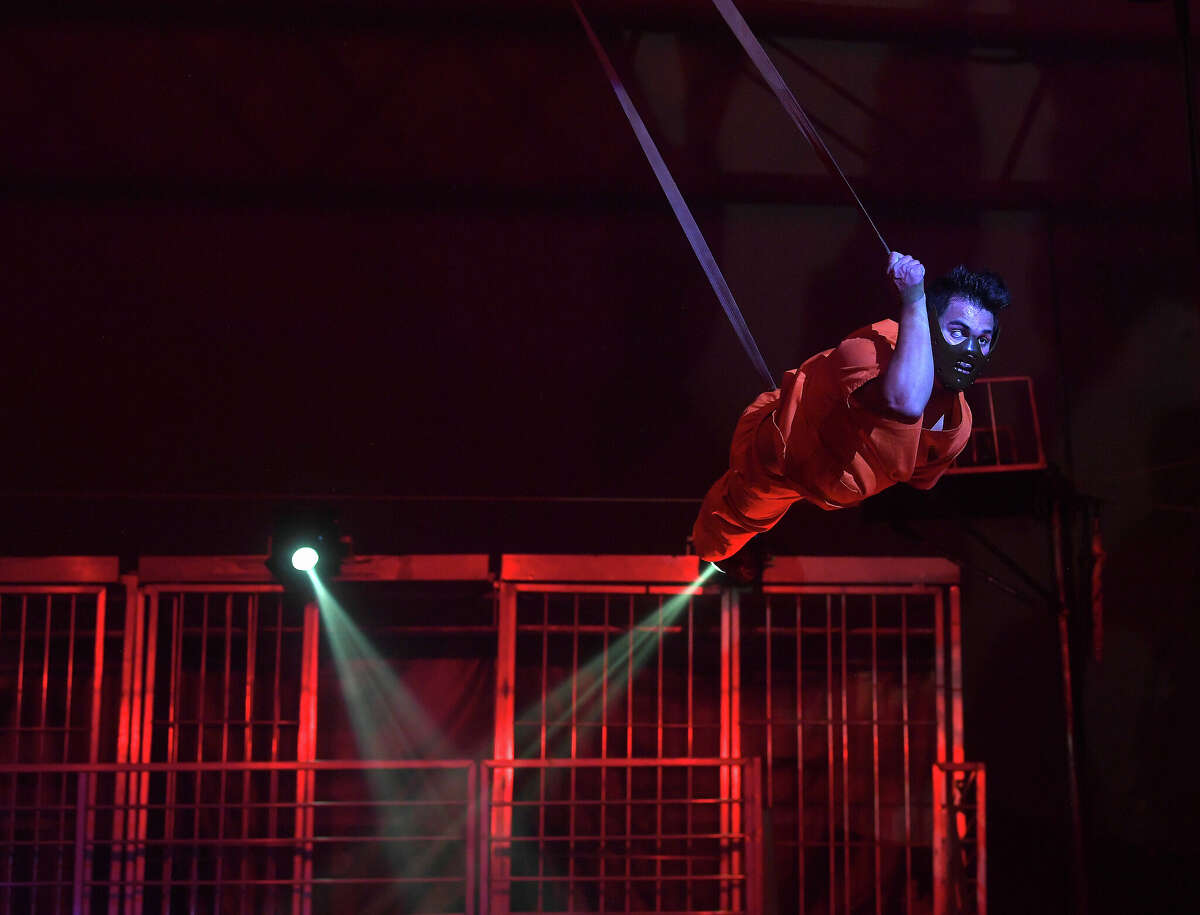 Performers wow and entertain on the opening night of Cirque Italia's latest adult show - "The Slammer." Performances run Thursday through Monday night on the grounds at Ford Park. Photo made Thursday, February 17, 2022 Kim Brent/The Enterprise