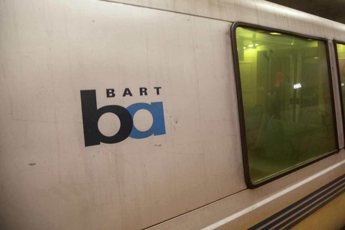 A BART train waits for passengers in San Francisco, Calif., on Feb. 15, 2022.