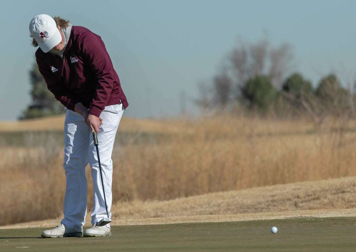 Legacy High's Zachary Fieldhouse follows his putt during the final round of the Tall City Boys Golf Invitational 02/19/2022 at Hogan Park Golf Course. Tim Fischer/Reporter-Telegram