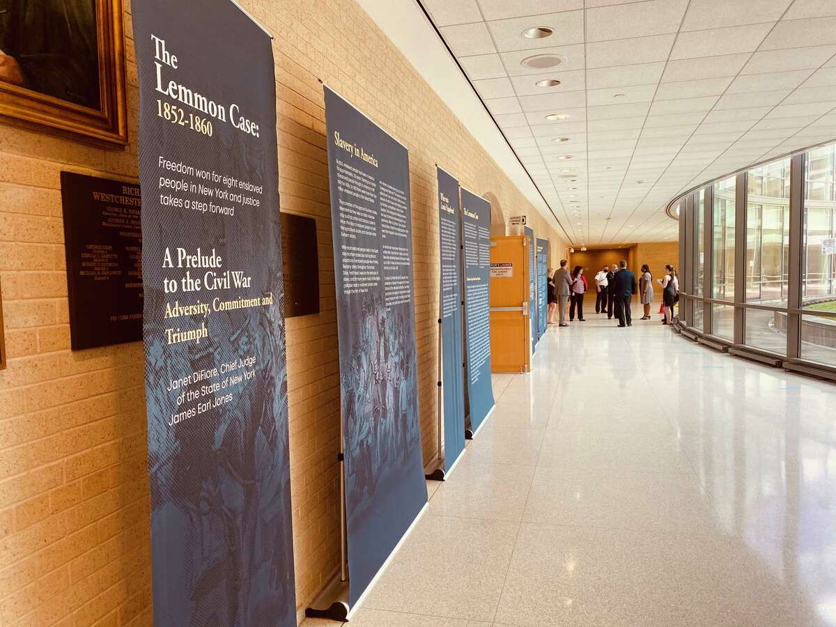 The Lemmon Case Exhibition now touring New York State courthouses as seen in the Westchester County Court House. It arrives in Albany on Feb. 22, 2022.