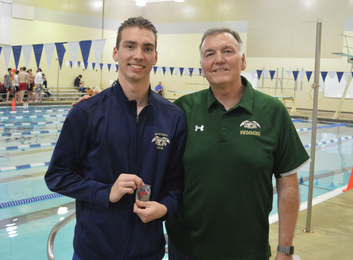 Jude Henke of Father McGivney became the first swimmer in program history to qualify for state on Saturday. His second-place 50-yard freestyle time of 21.66 qualified him. 