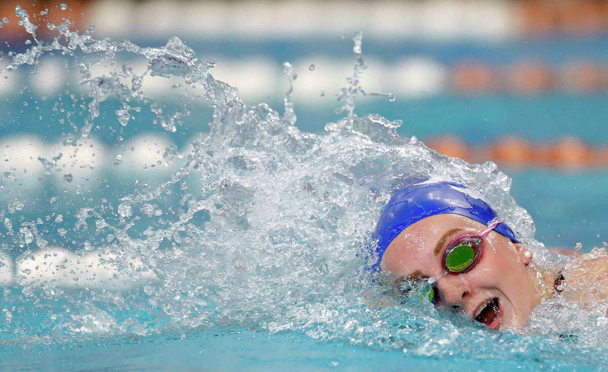 Hayden Miller of Cypress Creek competes in the Class 6A girls 200-yard freestyle during the UIL State Swimming and Diving Championships at Lee & Joe Jamail Texas Swimming Center, Saturday, Feb. 19, 2022, in Austin.