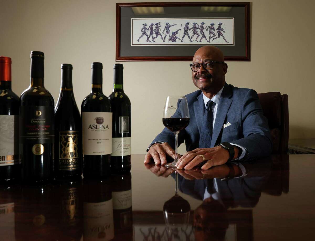 Wayne Luckett, founder of Branwar Wines, poses for a photograph inside his office on Monday, Feb. 14, 2022, in Houston.