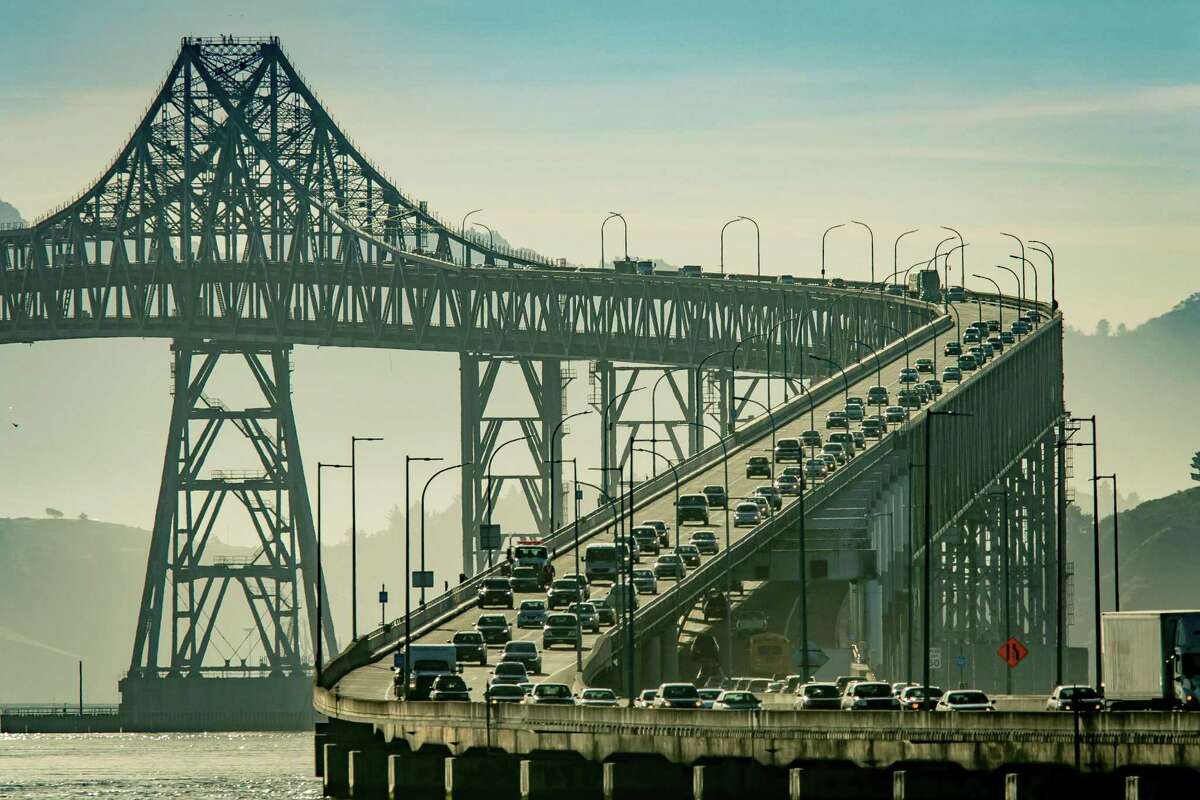 The Richmond-San Rafael Bridge, seen with rush-hour traffic in 2018, was the site of a fatal hit-and-run accident.