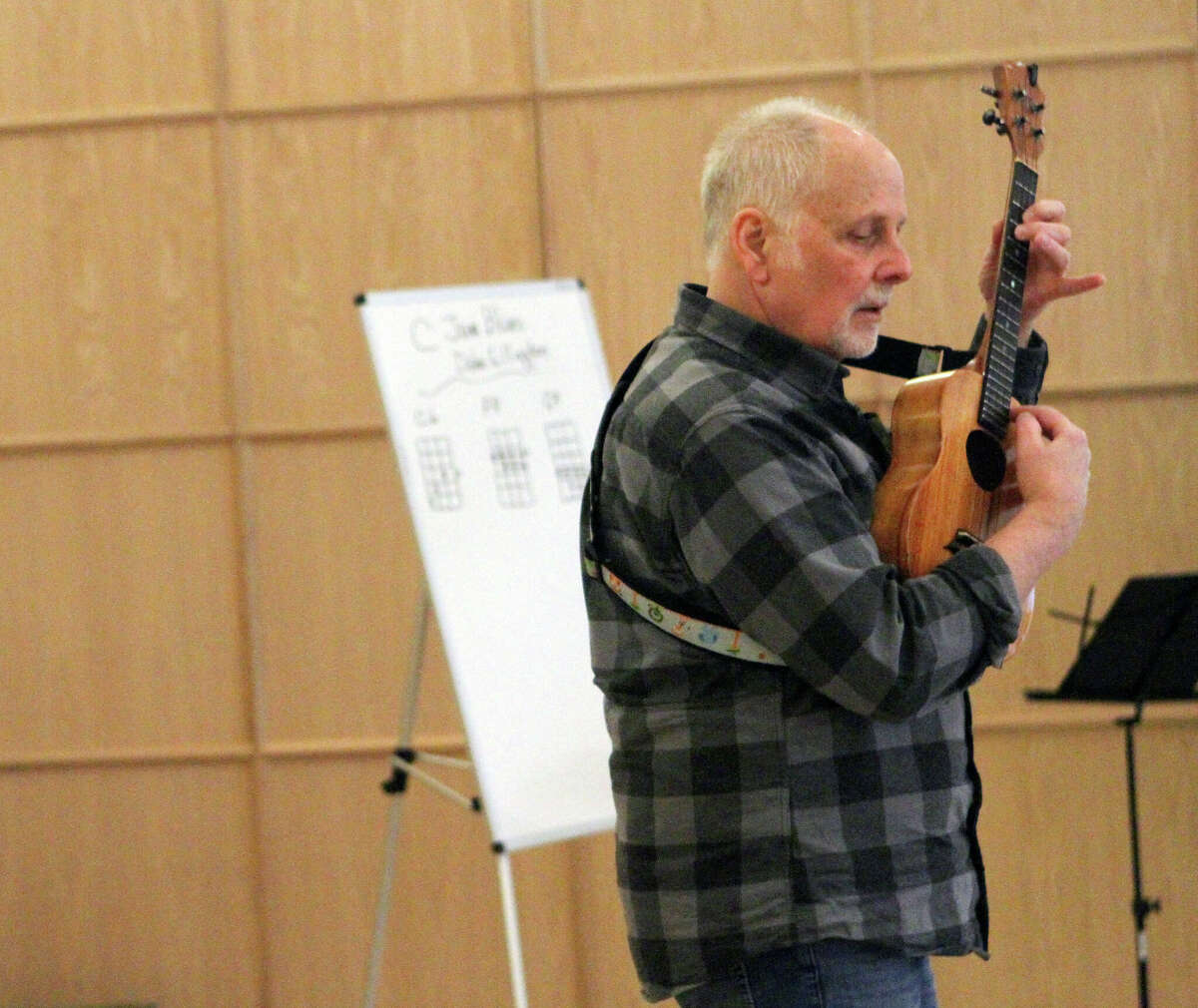 The Ukulele Trio held a ukulele workshop at Immanuel Lutheran Church as part of a previous Big Rapids Festival of the Arts