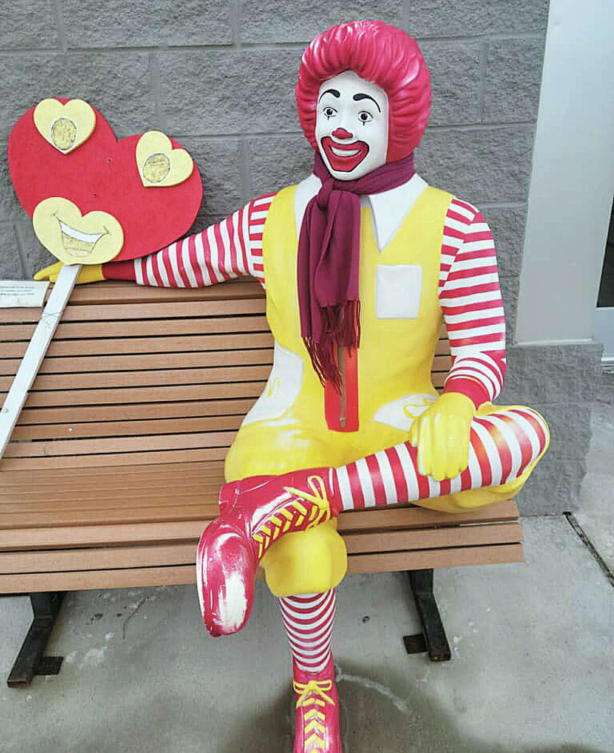Bad Axe police have located the missing Ronald McDonald statue, like the one seen in this photo, taken from the Bad Axe McDonald's early Sunday.
