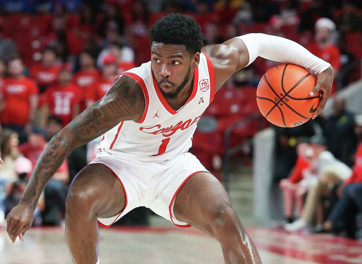 UH guard Jamal Shead is averaging 9.6 points, 5.5 assists, 2.9 rebounds and 1.8 steals this season and has played at least 36 minutes in each of the Cougars’ last four games.