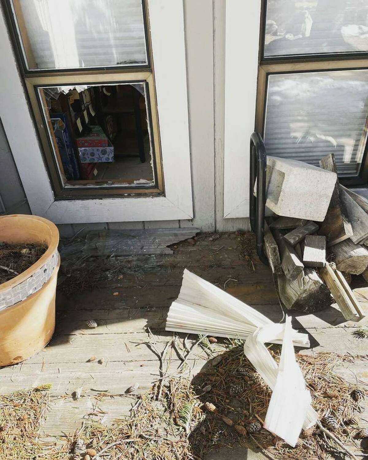Damage done by the bear known as Hank the Tank to a home in the Tahoe Keys neighborhood.