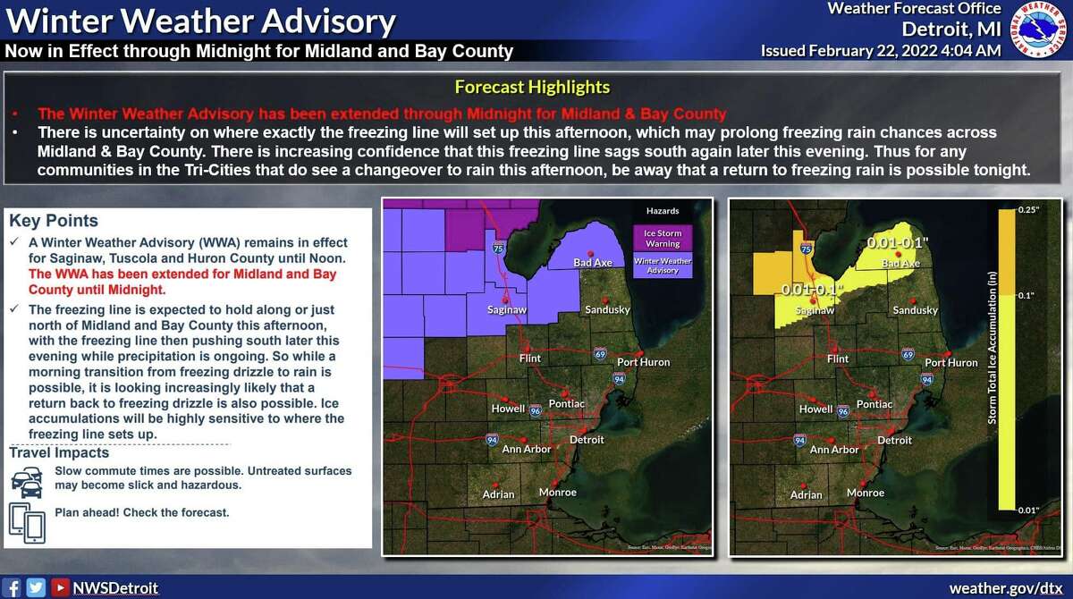 Tuesday's anticipated weather amid an extended winter weather advisory 