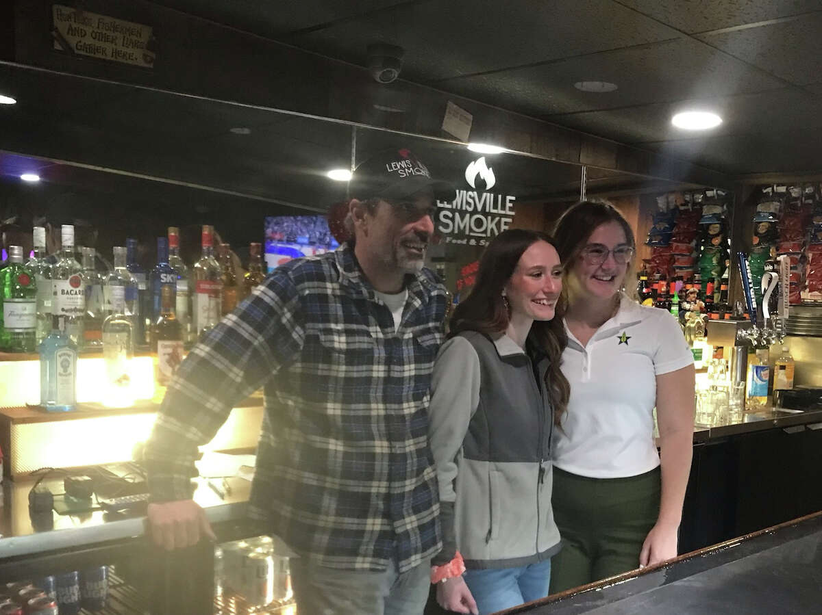 Mike Frank, left, with his daughter and floor manager, Alexa, center, and bartender/server Reagan Gembarski, right. A North Huron graduate, Mike Frank has over 35 years of restaurant experience working in places in Michigan and Texas.