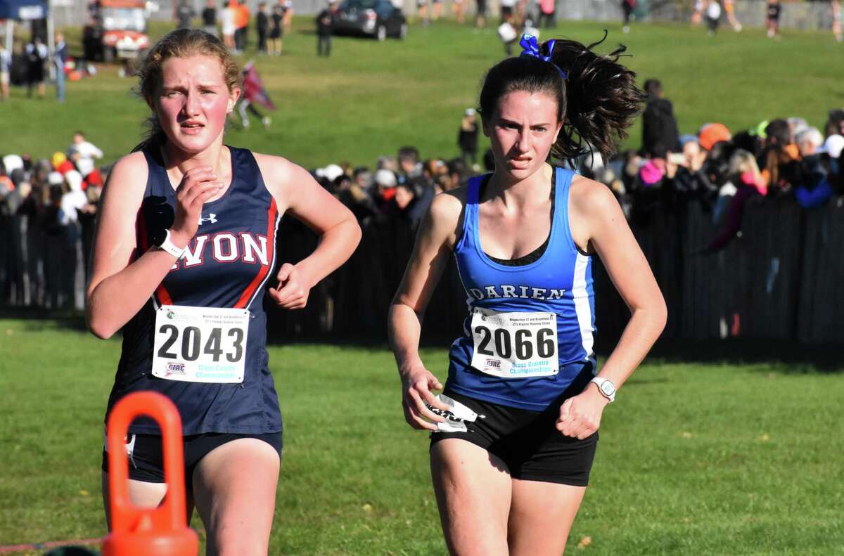 Darien’s Mairead Clas (2066) competes in the CIAC cross country State Open in November. Clas finished seventh at 1,600 meters in the indoor track Open Saturday.