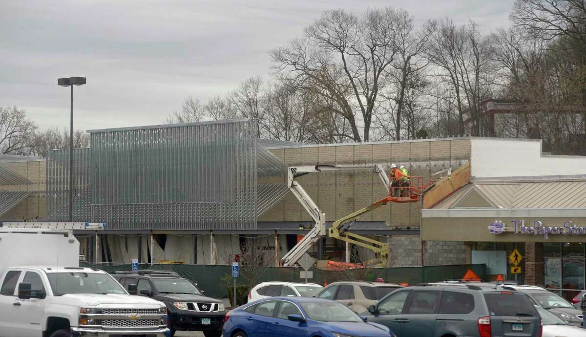 Construction on an Amazon Fresh storefront in the Candlewood Plaza Shopping Center, 14 Candlewood Lake Road in Brookfield, Conn. Monday, April 12, 2021.