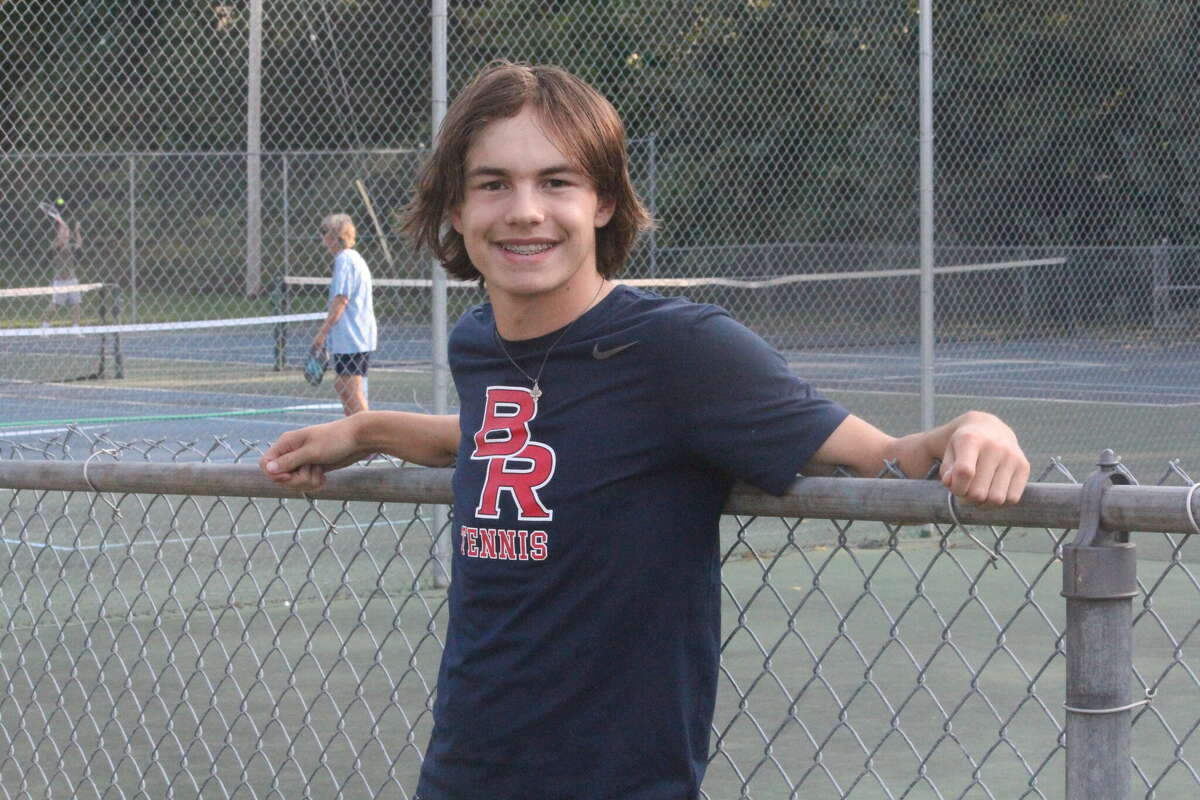 Tyler Bigford, picured here at a tennis practice in the fall, is a senior this season on the Big Rapids hockey team.