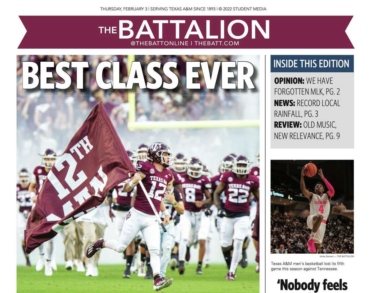 The Battalion, Texas A&M University’s student newspaper, is shown in a Tuesday, Feb. 3, 2022 issue.