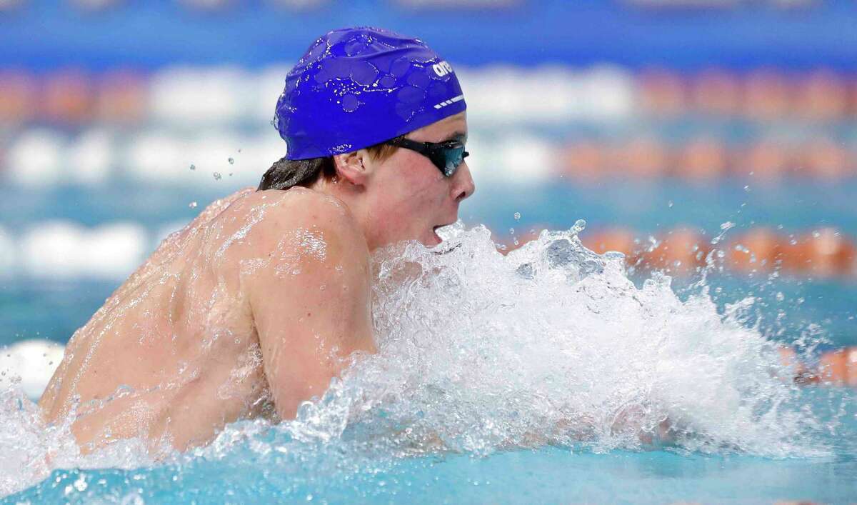Logan Brown of Fort Bend Clements competes in the Class 6A boys -200-yard individual medley during the UIL State Swimming and Diving Championships at Lee & Joe Jamail Texas Swimming Center, Saturday, Feb. 19, 2022, in Austin.