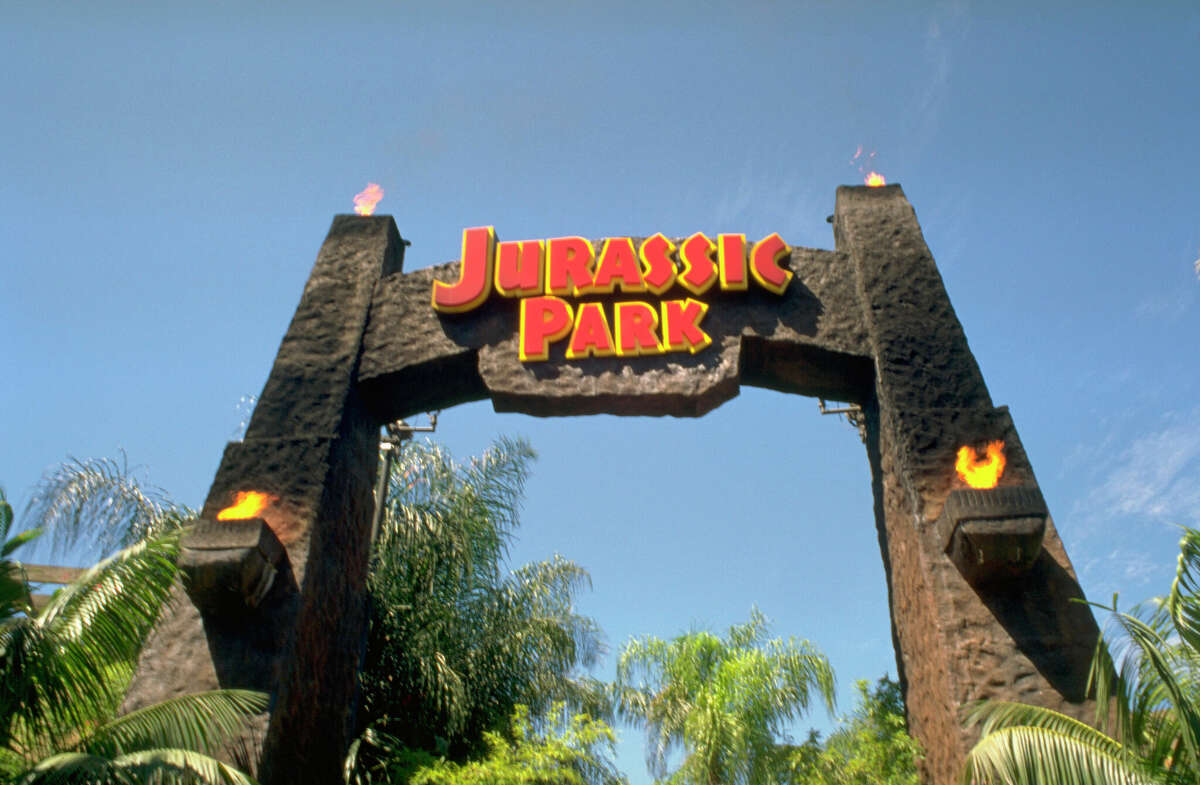 (Original caption) Jurassic Park attraction at Universal Studios. (Photo by Sunset Boulevard/Corbis via Getty Images)