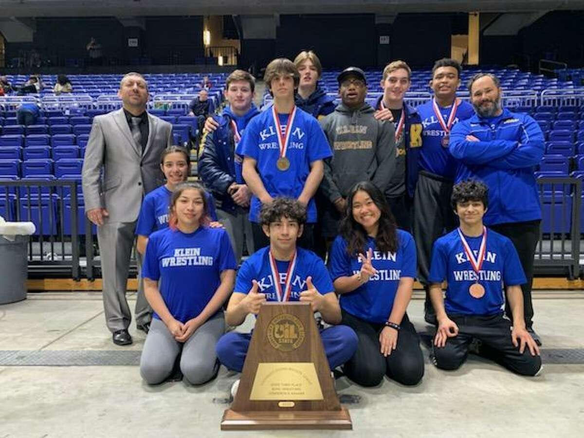 The Klein High boys team produced seven top-six place finishes to take third place overall at the UIL Class 6A Wrestling State Tournament, Feb. 18-19, at the Berry Center in Cypress.