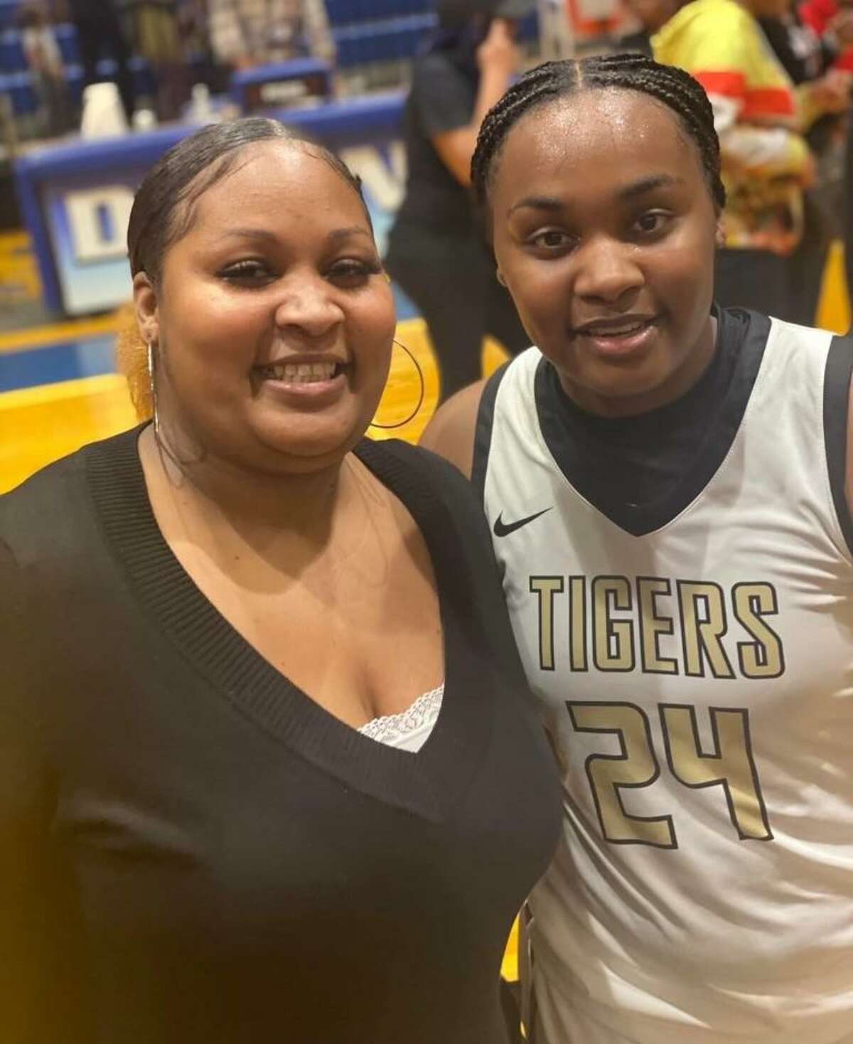 Conroe assistant coach Chanistie Wiley, left, is shown with her daughter Ra'Niyah Lewis, a sophomore on the basketball team. Wiley was a member of the Lady Tigers' 2007 regional tournament team while Lewis is heading to the regional tournament in 2022.