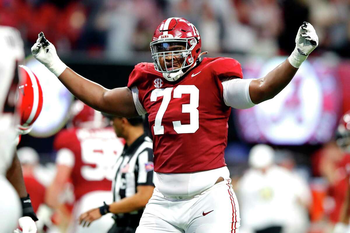 Alabama offensive tackle Evan Neal figures to be one of the top players taken in this year's NFL draft, potentially by the Texans at No. 3.