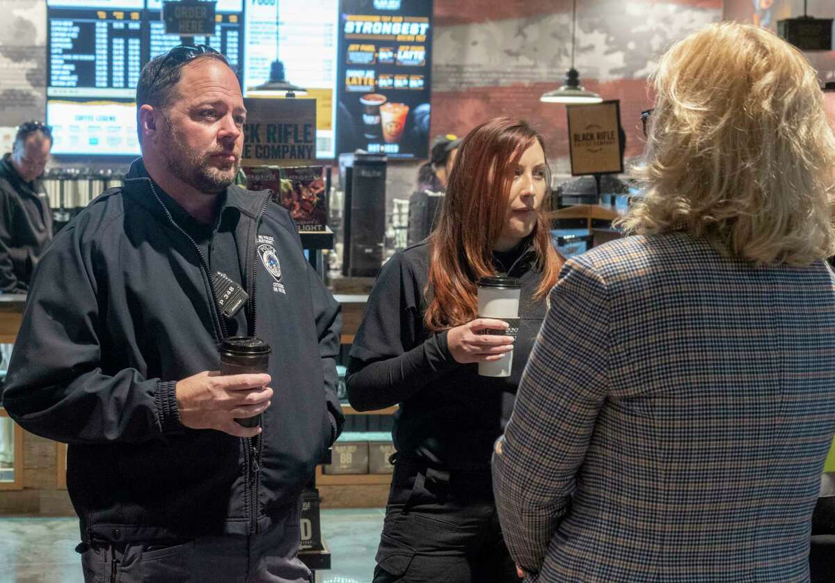 Midlanders come out to meet local police for Coffee With a Cop 02/25/2022 morning at Black Riffle Coffee Company. Tim Fischer/Reporter-Telegram