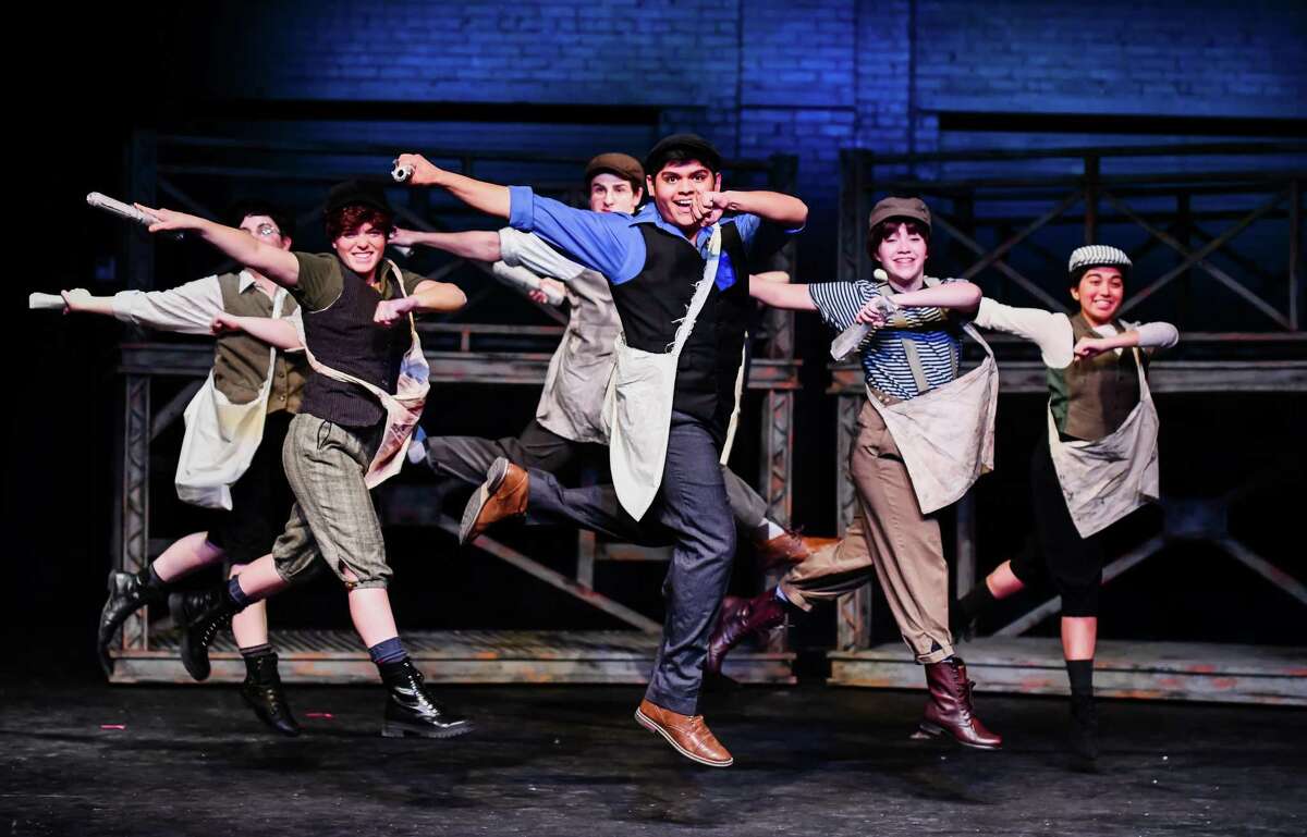 The Players Theater Company opens "Newsies" at the Owen Theatre March 11. Then the show continues weekends through March 27. Pictured center, Jonah Mendoza as Jack Kelly.