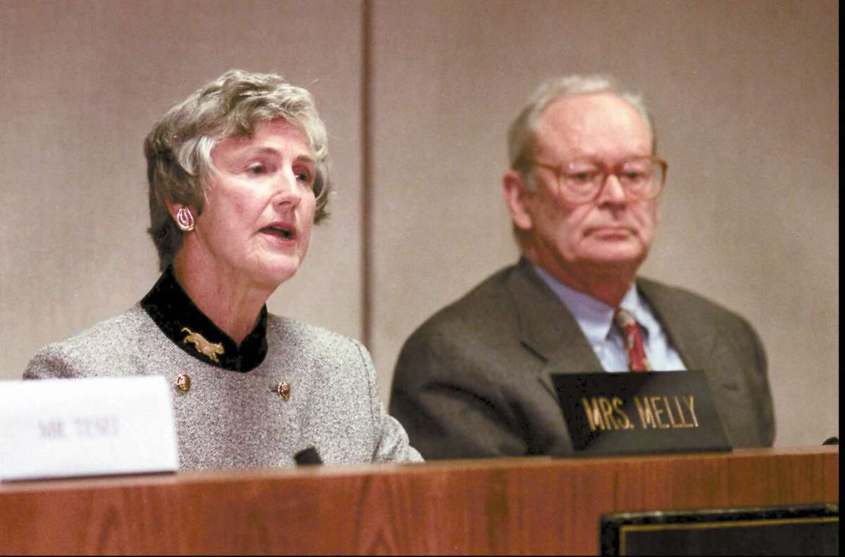 Alice Melly, seen here in 1998, was the first female chair in the finance board’s history. Fellow member Bob Gilhuly sits on the right. Melly died on Feb. 11 at the age of 87 and the BET paid tribute to her legacy on Tuesday night.