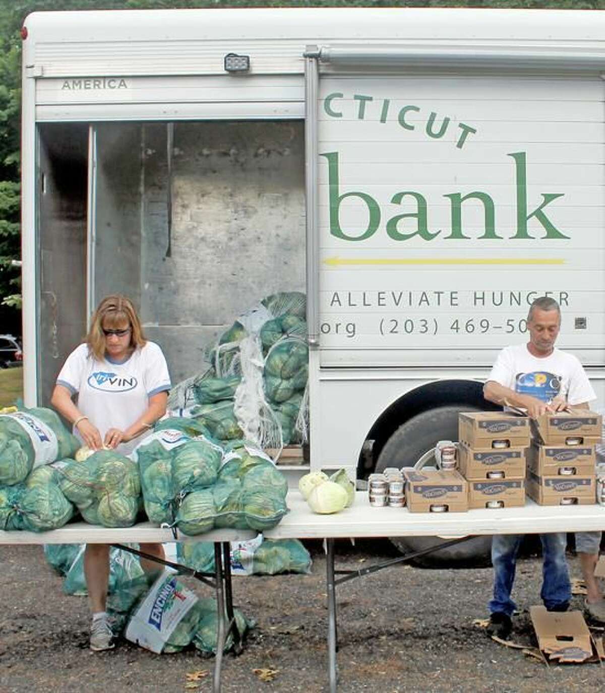 The local food bank goes mobile in the community here at Grace Episcopal Church in Old Saybrook.