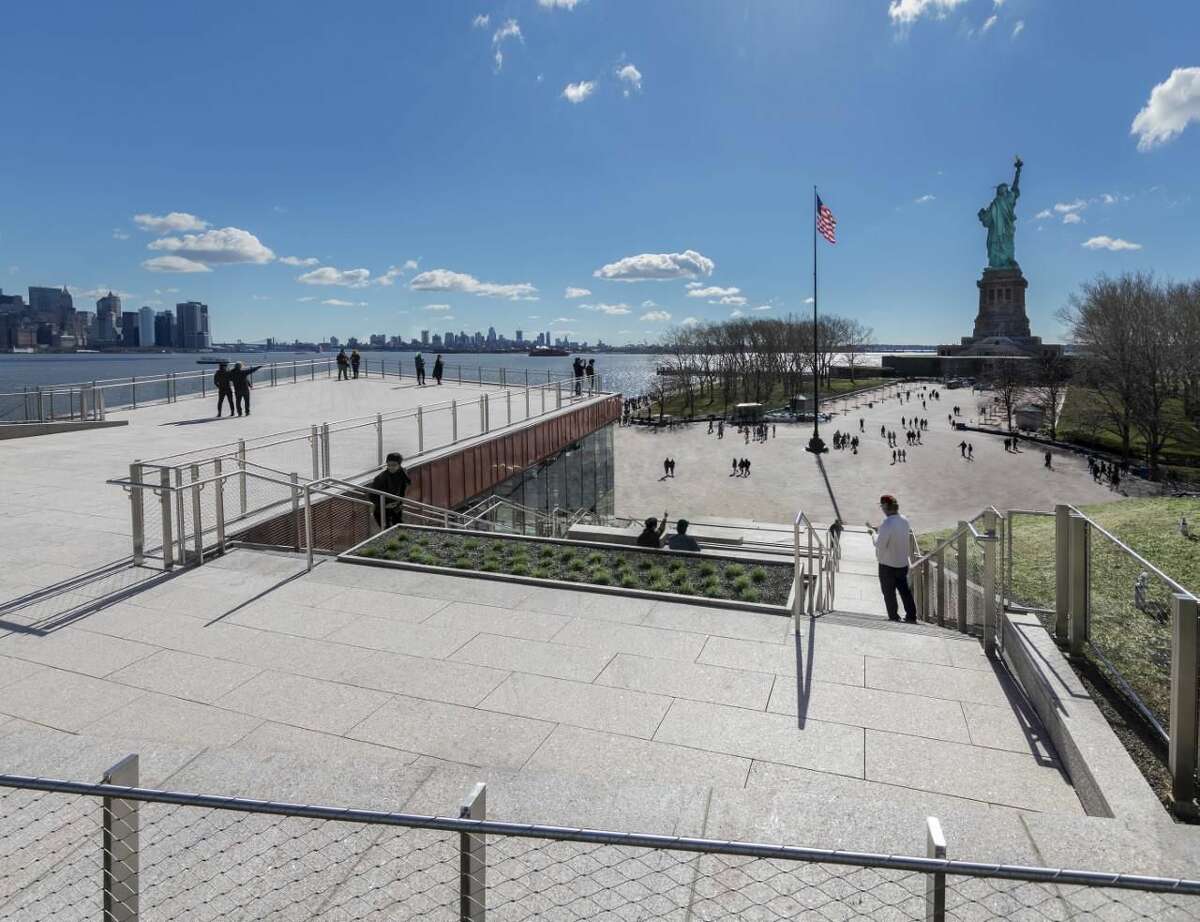 A view of the new Statue of Liberty Museum, which will open on Thursday, May 16, 2019 opposite the statue on Liberty Island in New York Harbor. The stairs and walkways visitors will walk on as they go to the museum are Stony Creek granite from the historic Stony Creek Quarry in Branford. Stony Creek granite also was what was used for the Statue of Liberty's pedestal -- and has sat beneath the statue since it opened on Oct. 28, 1886.