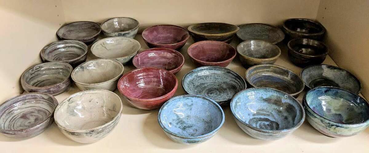Bowls, bowls, bowls for the Empty Bowl Fundraiser.