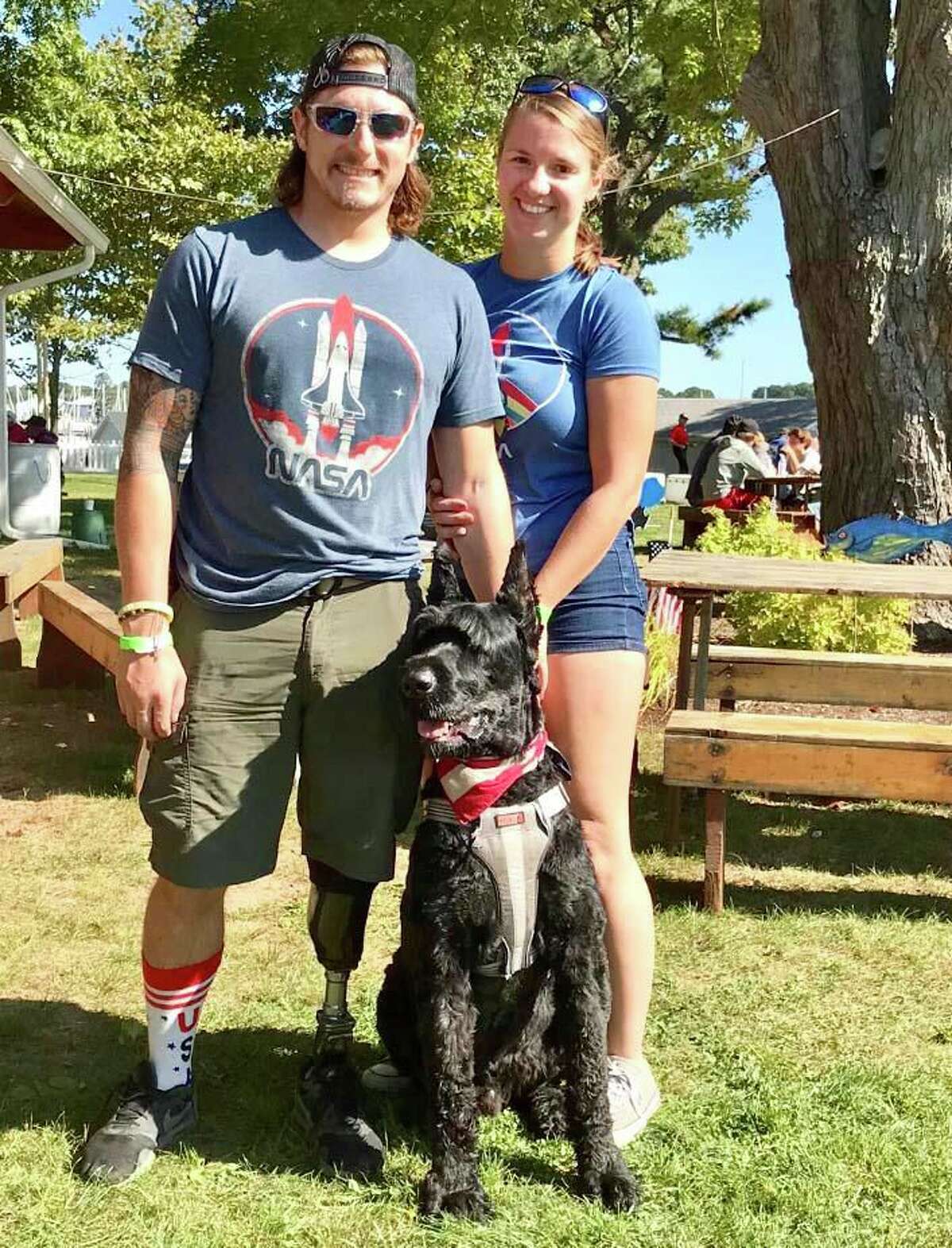 Sergio Cano with Danielle Frost and Maverick at September’s Take A Vet Fishing event at the Branford Yacht Club