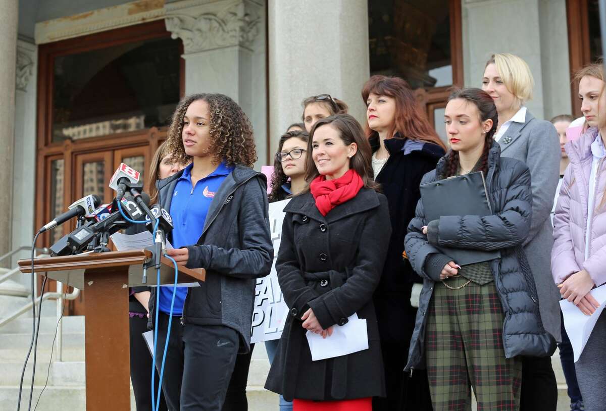 Alanna Smith, a sophomore at Danbury High School, was one of three athletes who have filed a federal lawsuit Wednesday, challenging a Connecticut Interscholastic Athletic Conference policy that allows transgender students to participate in female sports.