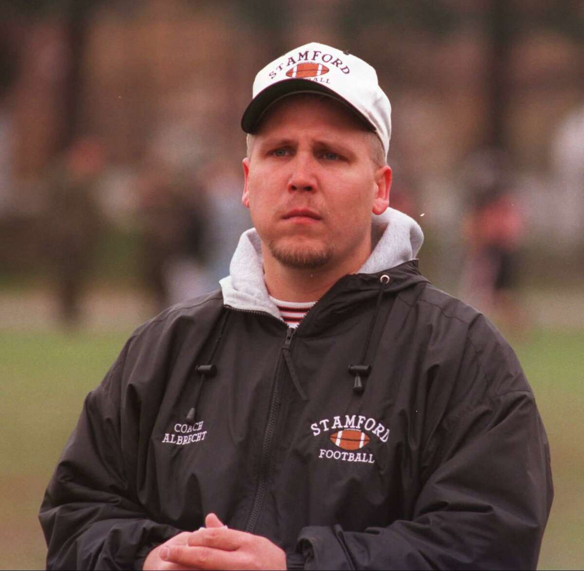 FILE PHOTO: Jon Albrecht coaching the Stamford High School football team in 1995.