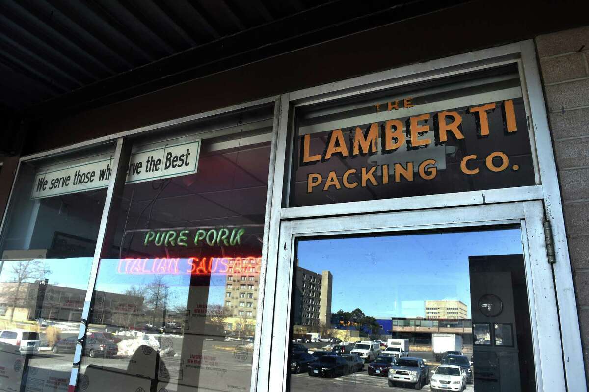 Lamberti’s Italian Sausage at the Food Terminal Plaza in New Haven photographed on Feb. 28, 2022.