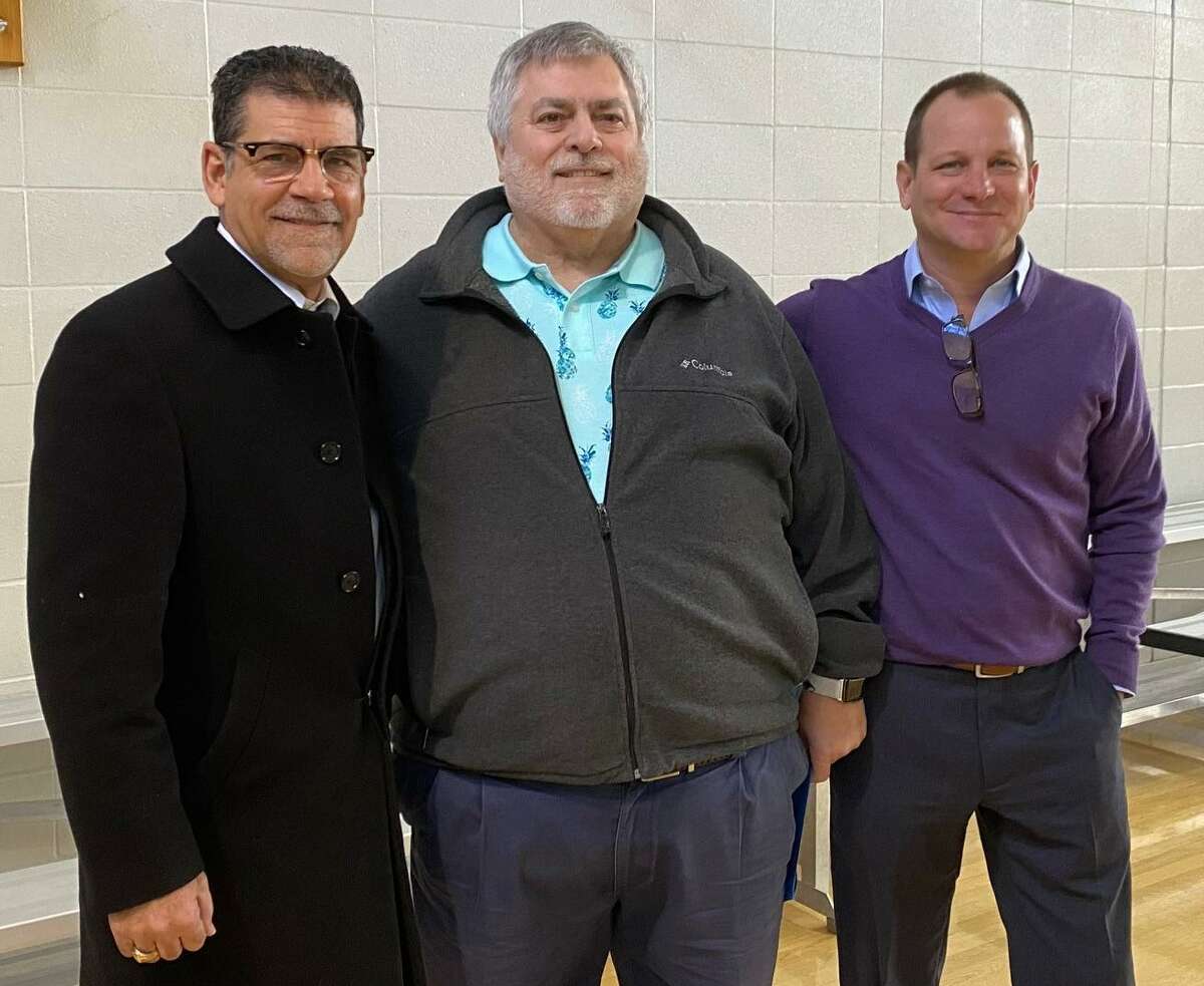 On Monday, Rob Hamilton retired as Manager of Recreations Operations for the City of Conroe’s Parks and Recreation Department, after 17 years on the job. He's pictured with Conroe City Administrator Paul Virgadamo, left, and Conroe Major Jody Czajkoski, right.