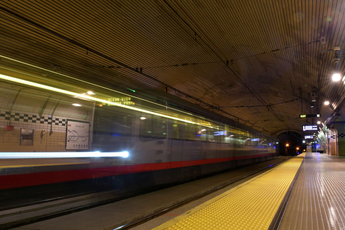A Muni train leaves Forest Hill station for West Portal on Friday February 25.