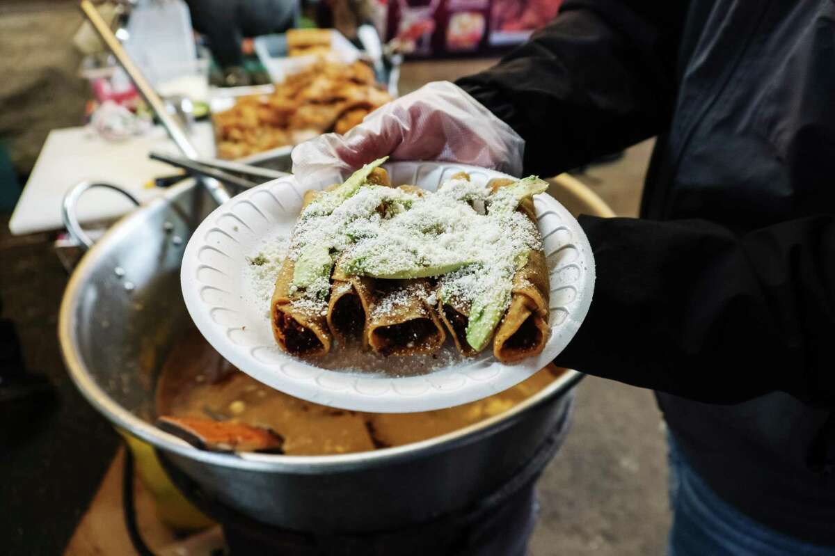 Tacos Dorados at El Canelo taqueria, located in Richmond, Calif. El Canelo uses Facebook Marketplace and Instagram to advertise.