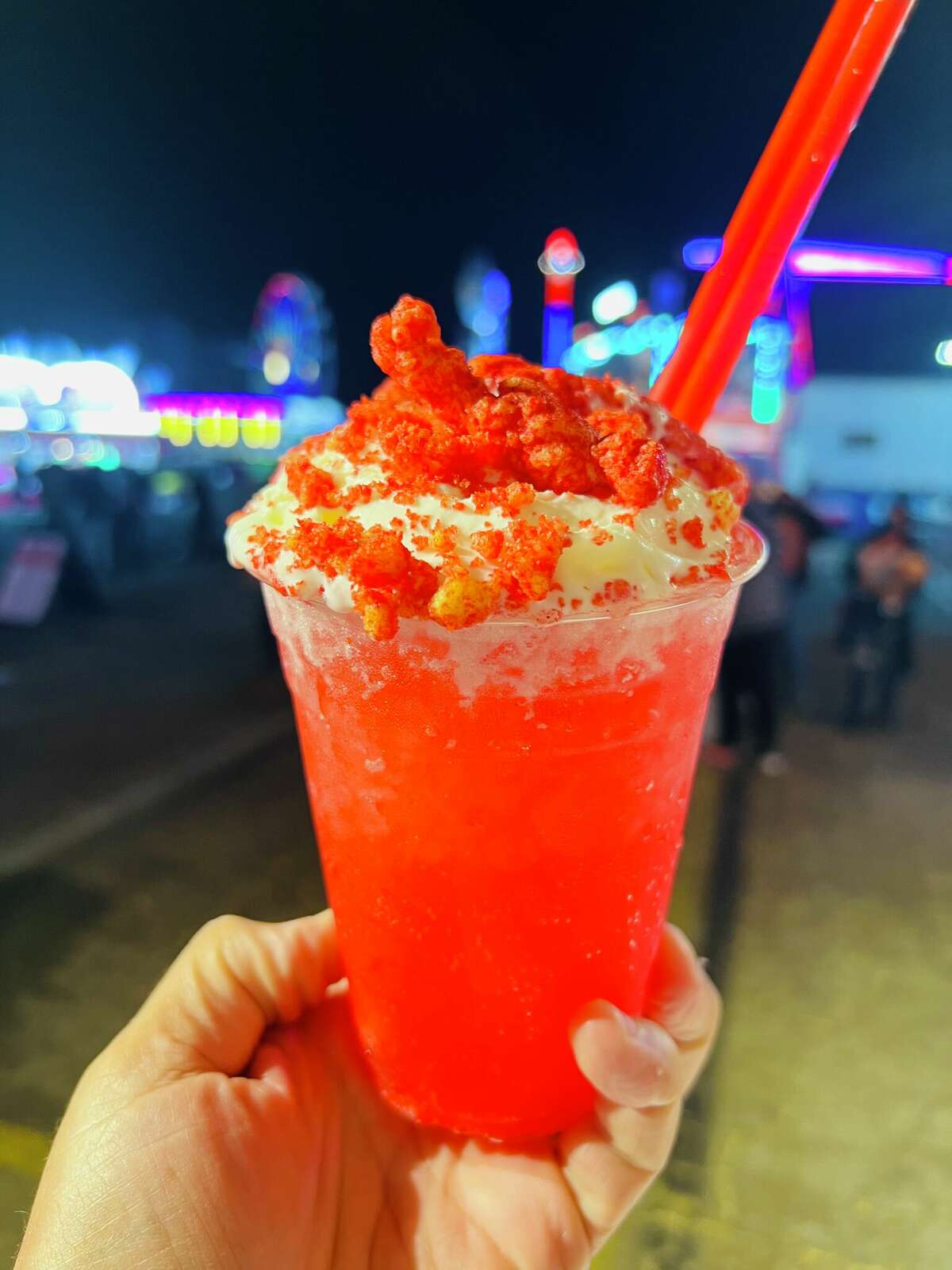The Hot Cheetos float was introduced in 2022 at the Candy Factory at the Houston rodeo.