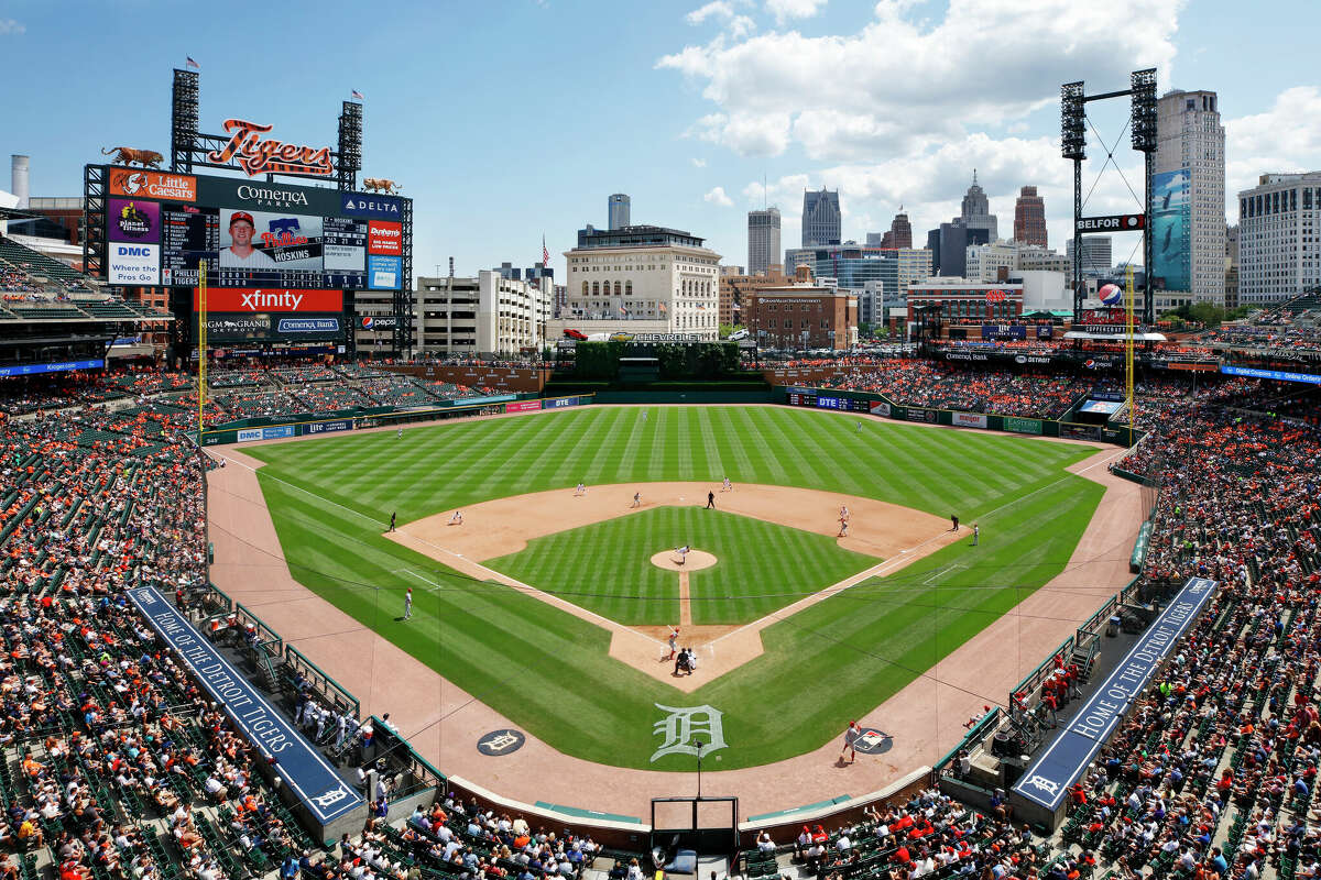 DETROIT, MI - JULY 24: General view of the ballpark from the upper level during a game between the Detroit Tigers and Philadelphia Phillies at Comerica Park on July 24, 2019 in Detroit, Michigan. (Photo by Joe Robbins/Icon Sportswire via Getty Images)