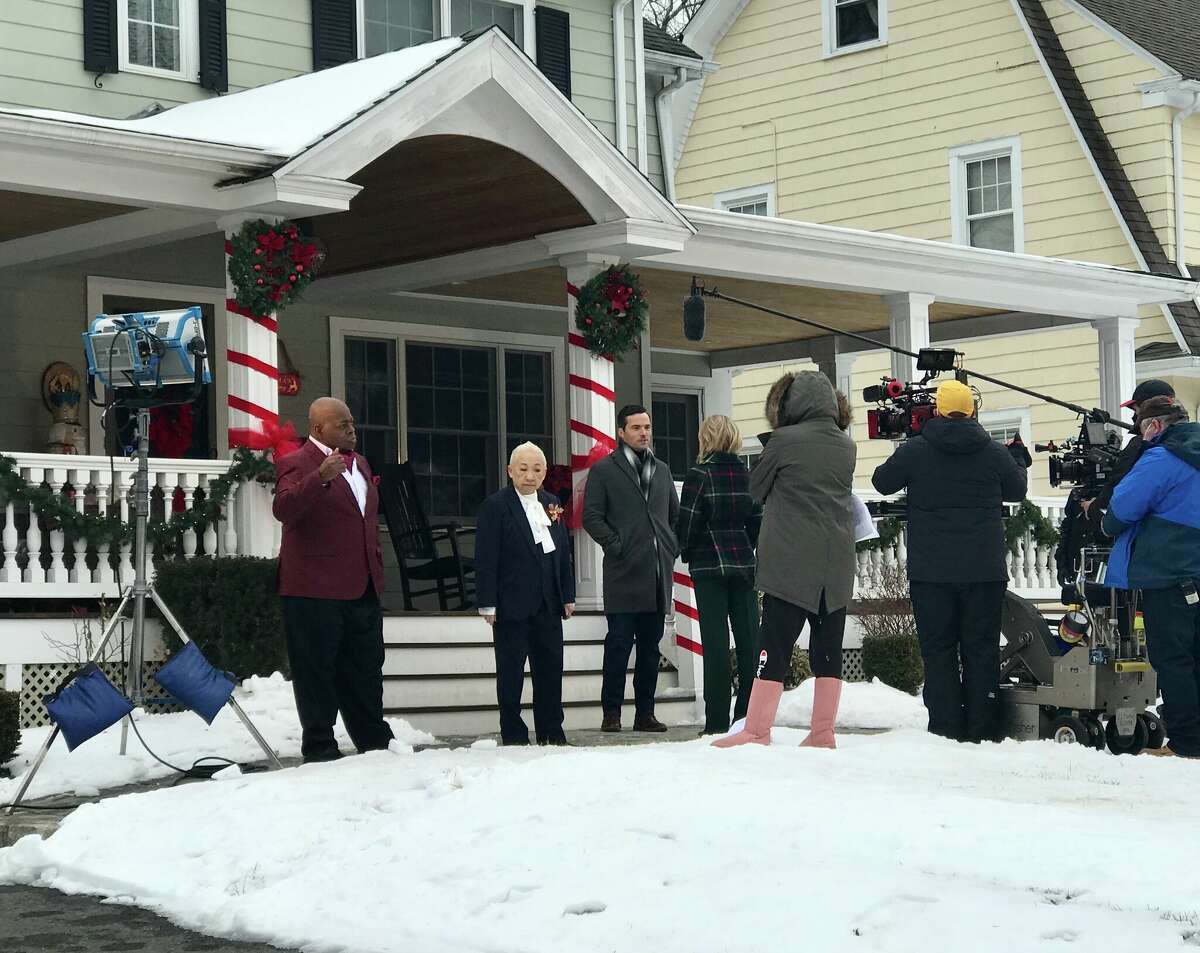 Hallmark film, "The Ghost of Christmas Always," filmed a scene at 34 Foxcroft Road in West Hartford, Conn. on Tuesday, March 1, 2022.