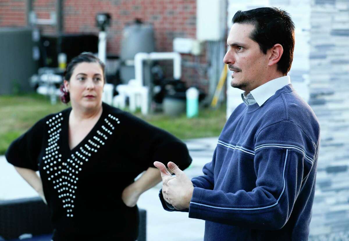 Mark Fusca, right, talks about his sixth grade son, Hayden, and his struggles with autism and dyslexia beside his wife, Amber, Thursday, Jan. 13, 2022, in Spring. The Fuscas are suing Conroe ISD for allegedly violating their son’s rights under the Individuals with Disabilities Education Improvement Act by not providing him with the necessary accommodations and services for autism and dyslexia.