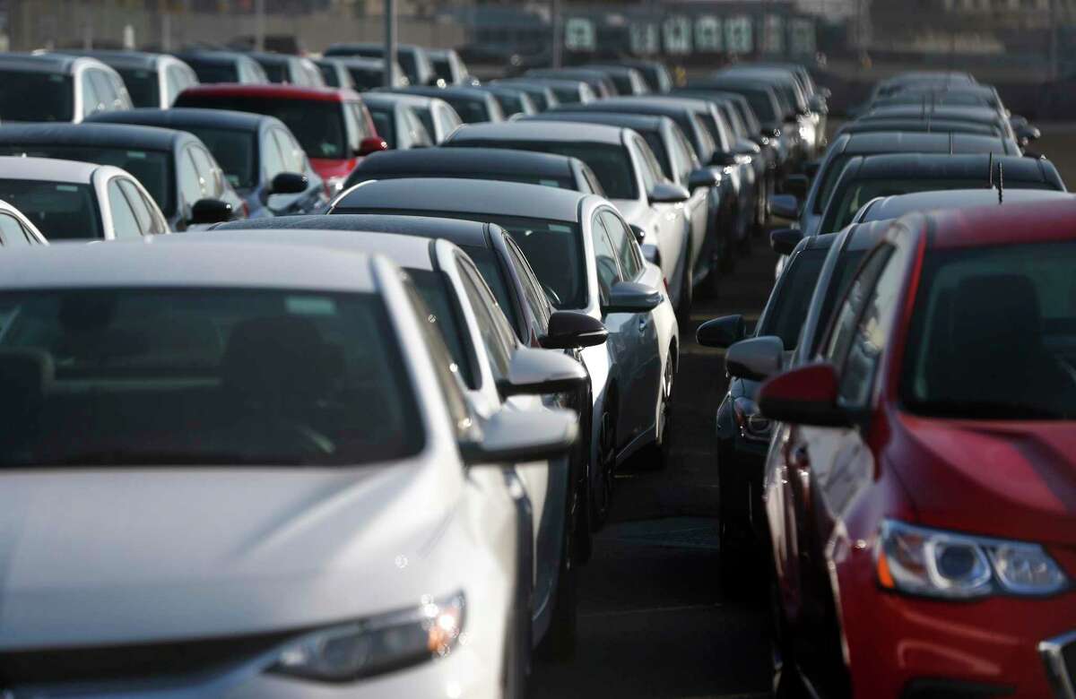 A surplus of cars are parked bumper-to-bumper in the Rental Car Center at San Francisco International Airport in May 2020. Car rental companies took a huge hit financially during the pandemic.