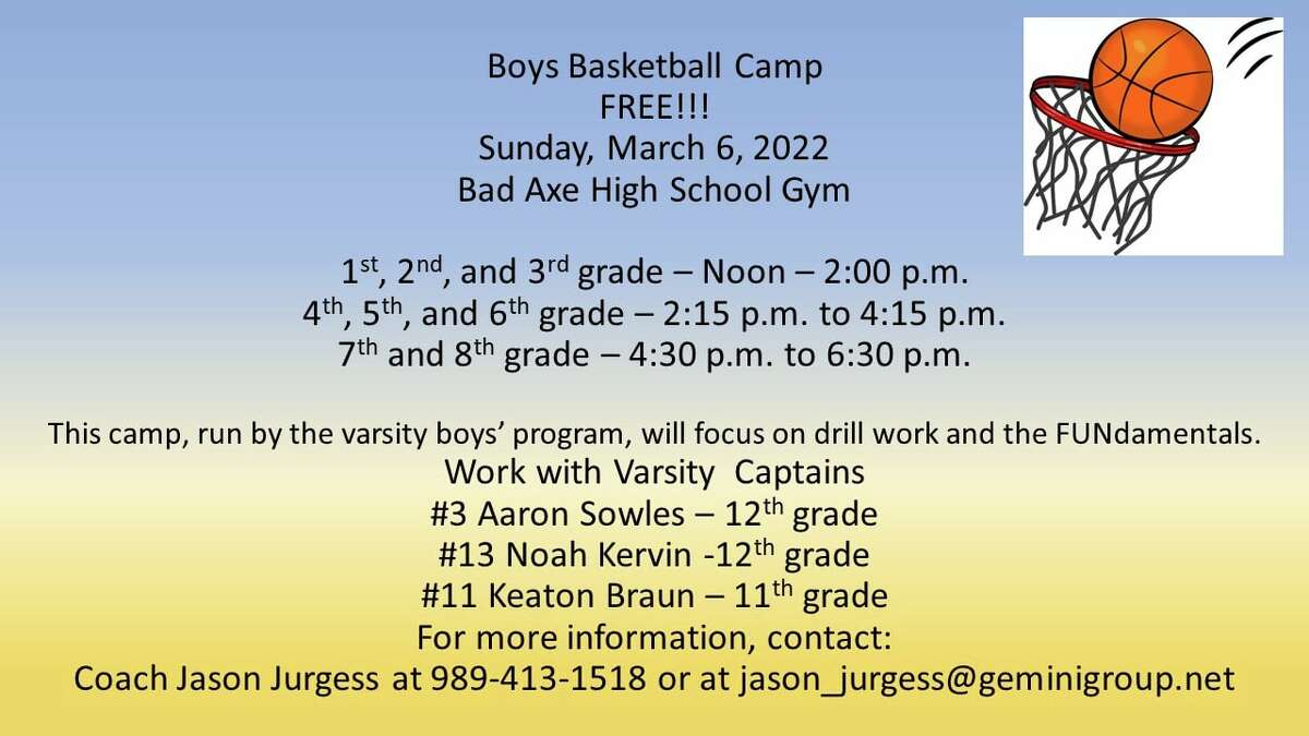 Bad Axe Hatchet basketball is offering a free youth basketball camp Sunday, March 6.