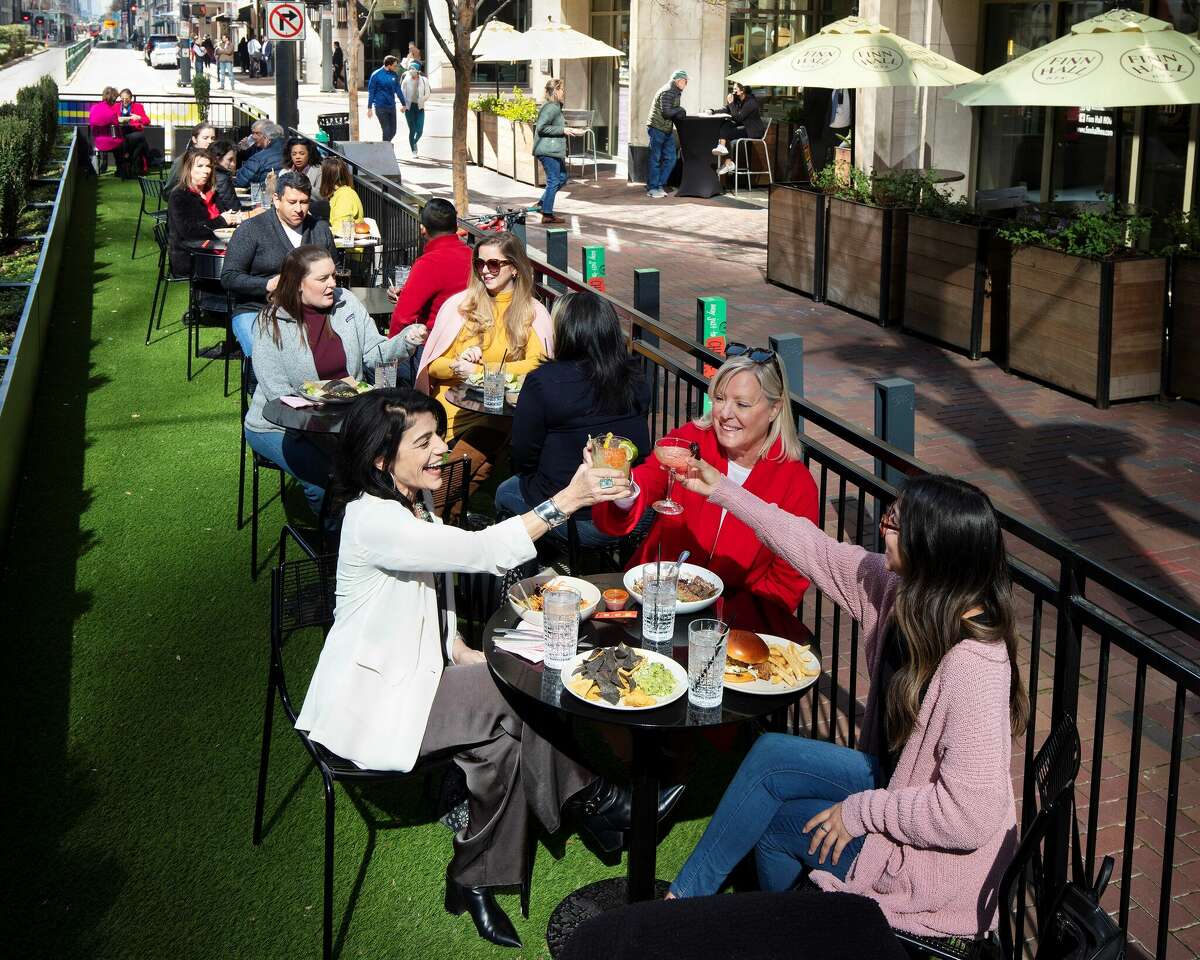 Finn Hall recently opened a large outdoor dining option as part of the city's "More Space: More Street" program.