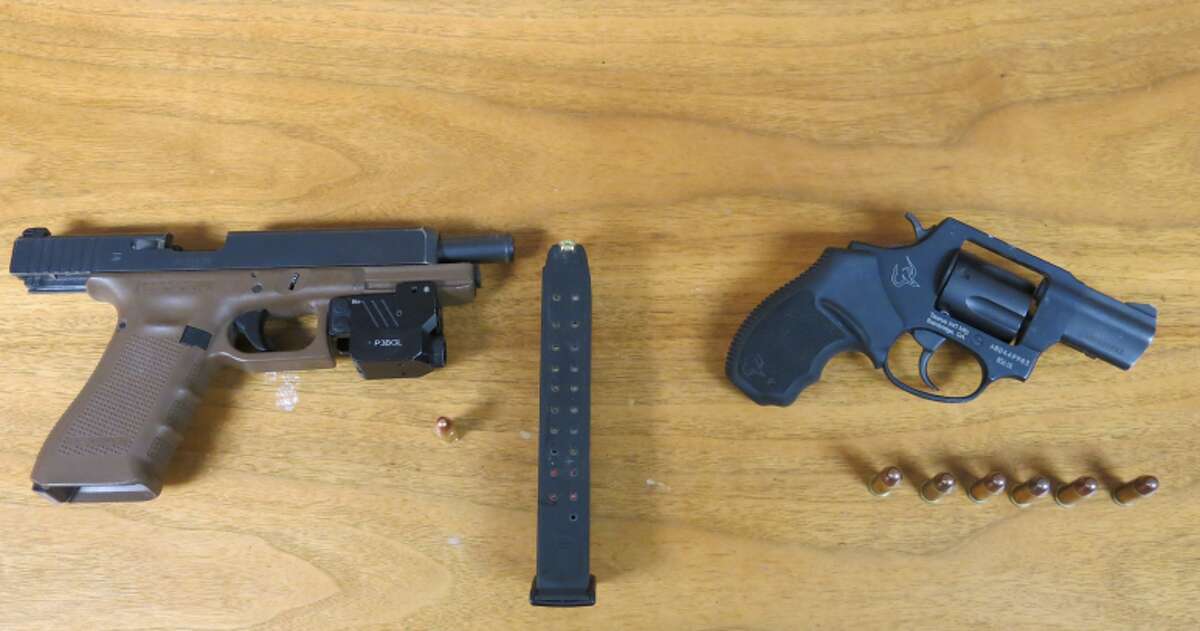 State Police recovered these two loaded guns and two scales after a chase of a vehicle that they say fled a police stop on Northern Boulevard in Albany on Tuesday morning. Two men have been charged with felony weapon possession. They sustained injuries and were treated at  Albany Medical Center Hospital. A 21-year-old woman whose car was struck in the crash was also taken to Albany Med with what police described as non-life threatening injuries. 