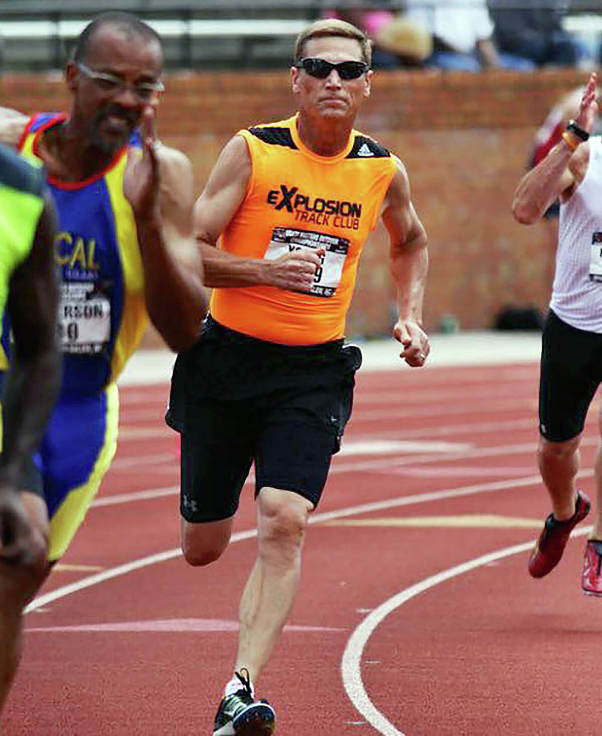 Wood River's Mike Young, opened his 2022 Masters Track and Field season with four first-place finishes at the Ozark Regional Indoor Championships at Principia College in Elsah. He is shown in a previous outdoor meet.
