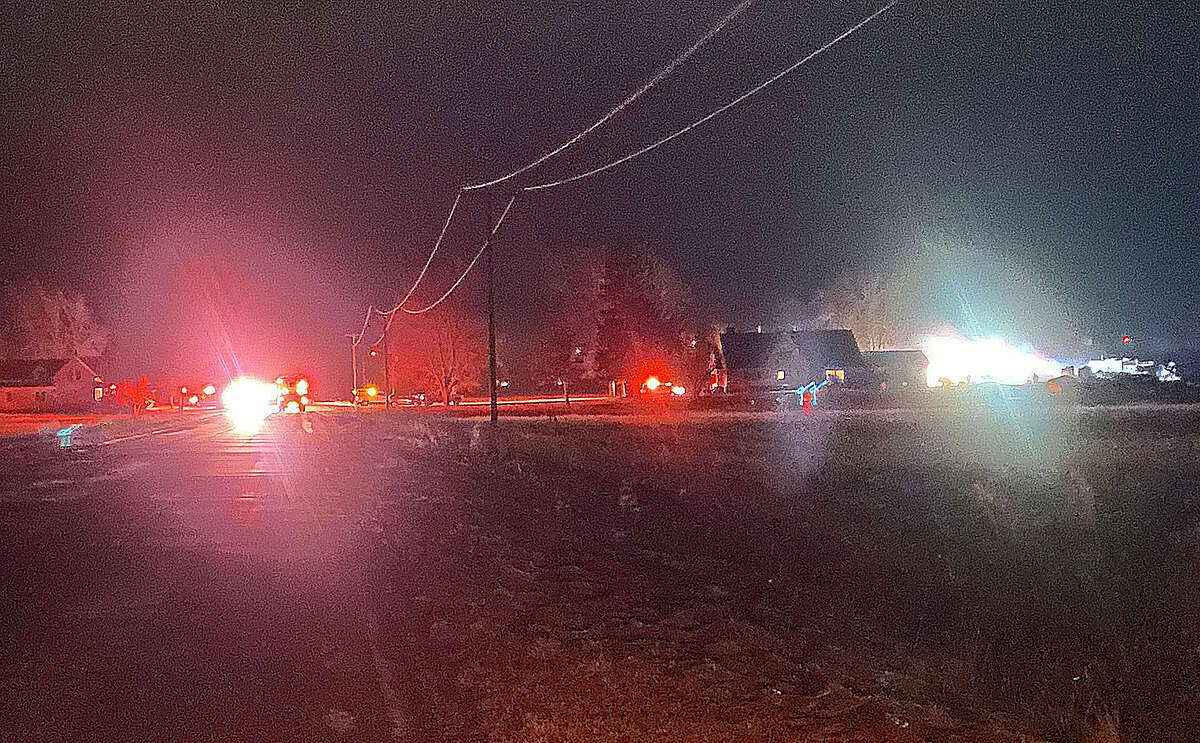 Firefighters from multiple Huron County departments responded to the scene of a large structure fire on Krohn Road north of Elkton in Oliver Township on Wednesday night.